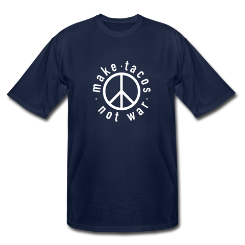 Men's Tall T-Shirt - Make Tacos Not War (White Logo) - navy