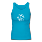 Women's Fitted Tank -  Make Tacos Not War (White Logo) - turquoise