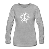 Women's Long Sleeve T-Shirt - Make Tacos Not War (White Logo) - heather gray