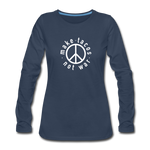 Women's Long Sleeve T-Shirt - Make Tacos Not War (White Logo) - navy