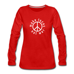 Women's Long Sleeve T-Shirt - Make Tacos Not War (White Logo) - red