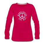 Women's Long Sleeve T-Shirt - Make Tacos Not War (White Logo) - dark pink