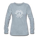 Women's Long Sleeve T-Shirt - Make Tacos Not War (White Logo) - heather ice blue