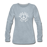 Women's Long Sleeve T-Shirt - Make Tacos Not War (White Logo) - heather ice blue