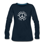 Women's Long Sleeve T-Shirt - Make Tacos Not War (White Logo) - deep navy