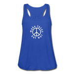 Women's Flowy Tank Top - Make Tacos Not War (White Logo) - royal blue