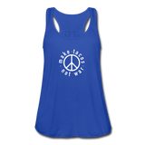 Women's Flowy Tank Top - Make Tacos Not War (White Logo) - royal blue