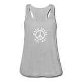 Women's Flowy Tank Top - Make Tacos Not War (White Logo) - heather gray