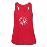 Women's Flowy Tank Top - Make Tacos Not War (White Logo) - red