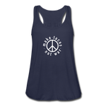 Women's Flowy Tank Top - Make Tacos Not War (White Logo) - navy