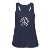 Women's Flowy Tank Top - Make Tacos Not War (White Logo) - navy