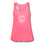 Women's Flowy Tank Top - Make Tacos Not War (White Logo) - neon pink