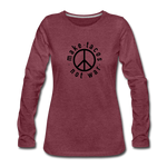 Women's Long Sleeve T-Shirt - Make Tacos Not War (Black Logo) - heather burgundy