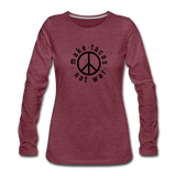 Women's Long Sleeve T-Shirt - Make Tacos Not War (Black Logo) - heather burgundy