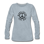 Women's Long Sleeve T-Shirt - Make Tacos Not War (Black Logo) - heather ice blue