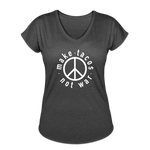 Women's V-Neck T-Shirt - Make Tacos Not War (White Logo) - deep heather