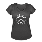 Women's V-Neck T-Shirt - Make Tacos Not War (White Logo) - deep heather