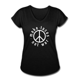 Women's V-Neck T-Shirt - Make Tacos Not War (White Logo) - black