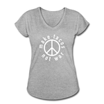 Women's V-Neck T-Shirt - Make Tacos Not War (White Logo) - heather gray