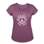 Women's V-Neck T-Shirt - Make Tacos Not War (White Logo) - heather plum