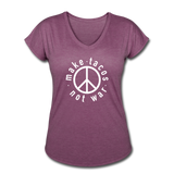 Women's V-Neck T-Shirt - Make Tacos Not War (White Logo) - heather plum