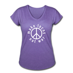 Women's V-Neck T-Shirt - Make Tacos Not War (White Logo) - purple heather