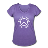 Women's V-Neck T-Shirt - Make Tacos Not War (White Logo) - purple heather