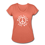 Women's V-Neck T-Shirt - Make Tacos Not War (White Logo) - heather bronze