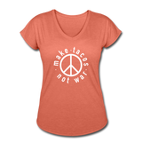 Women's V-Neck T-Shirt - Make Tacos Not War (White Logo) - heather bronze