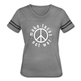 Women’s Vintage T-Shirt - Make Tacos Not War (White Logo) - heather gray/charcoal