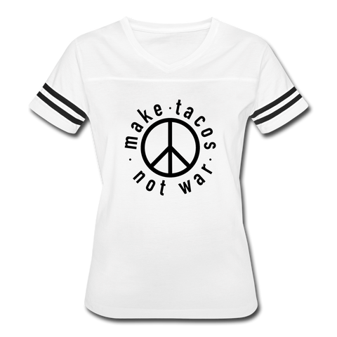 Women’s Vintage T-Shirt - Make Tacos Not War (Black Logo) - white/black