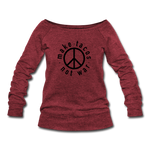 Women's Wideneck Sweatshirt - Make Tacos Not War (Black Logo) - cardinal triblend