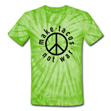 Unisex Tie Dye T-Shirt - Make Tacos Not War (Black Logo) - spider lime green