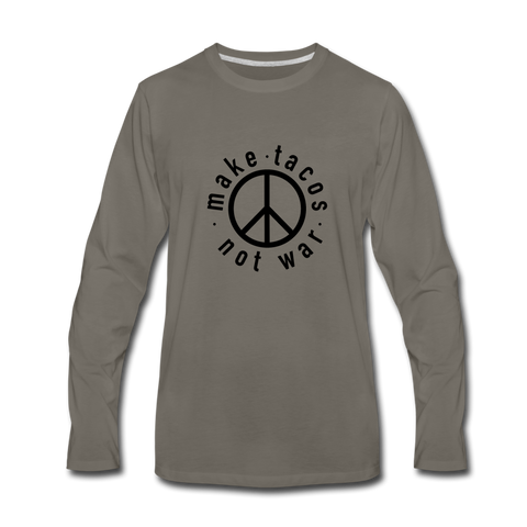 Men's Long Sleeve T-Shirt - Make Tacos Not War (Black Logo) - asphalt gray