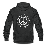 Unisex Fleece Zip Hoodie - Make Tacos Not War (White Logo) - charcoal gray