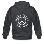 Men's Heavy Blend Adult Zip Hoodie - Make Tacos Not War (White Logo) - deep heather