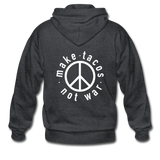 Men's Heavy Blend Adult Zip Hoodie - Make Tacos Not War (White Logo) - deep heather