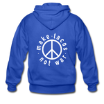 Men's Heavy Blend Adult Zip Hoodie - Make Tacos Not War (White Logo) - royal blue