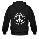 Men's Heavy Blend Adult Zip Hoodie - Make Tacos Not War (White Logo) - black