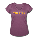 Women's V-Neck T-Shirt - Taco Pimp - heather plum