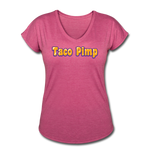 Women's V-Neck T-Shirt - Taco Pimp - heather raspberry