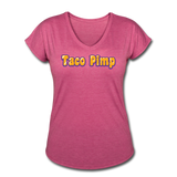 Women's V-Neck T-Shirt - Taco Pimp - heather raspberry