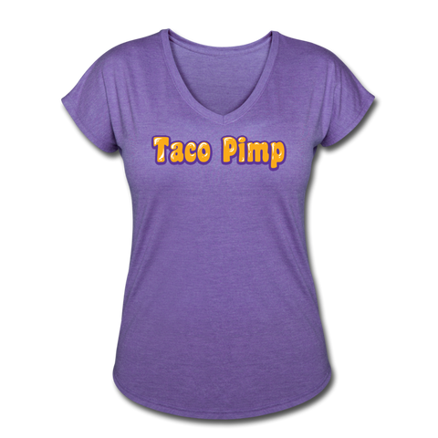 Women's V-Neck T-Shirt - Taco Pimp - purple heather