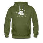 Men’s Premium Hoodie - Menage A Trois (White Logo) - olive green