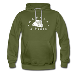 Men’s Premium Hoodie - Menage A Trois (White Logo) - olive green