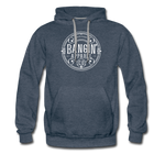 Men’s Premium Hoodie - Bangin' Apparel Co. Logo (White Logo) - heather denim