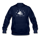 Women's Hoodie - Menage A Trois (White Logo) - navy