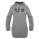 Women's Hoodie Dress - Chicken Thighs Save Lives (Black Logo) - heather gray