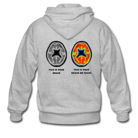 Men's Heavy Blend Zip Hoodie - This Is Your Brain On Tacos - heather gray