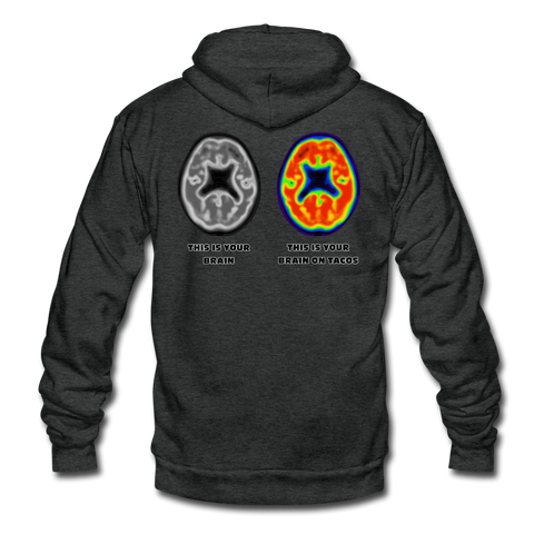 Unisex Fleece Zip Hoodie - This Is Your Brain On Tacos - charcoal gray